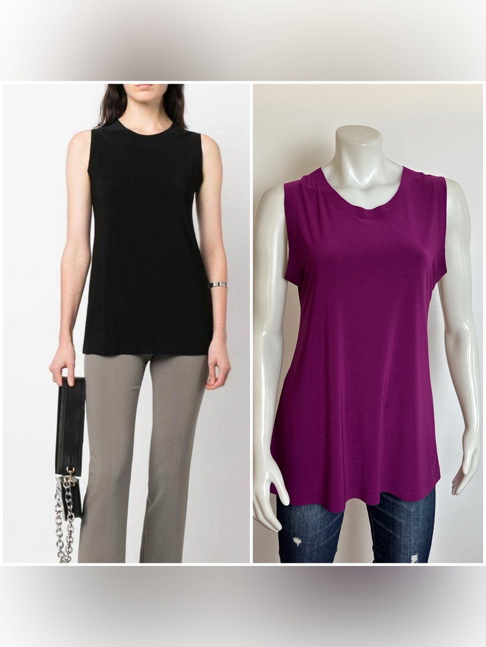 Norma Kamali - Sleeveless, Crewneck, Jersey-stretch Tunic Top in Berry. Large